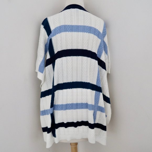 DRAPER JAMES Windowpane Plaid Cape poncho sweater - Picture 3 of 5